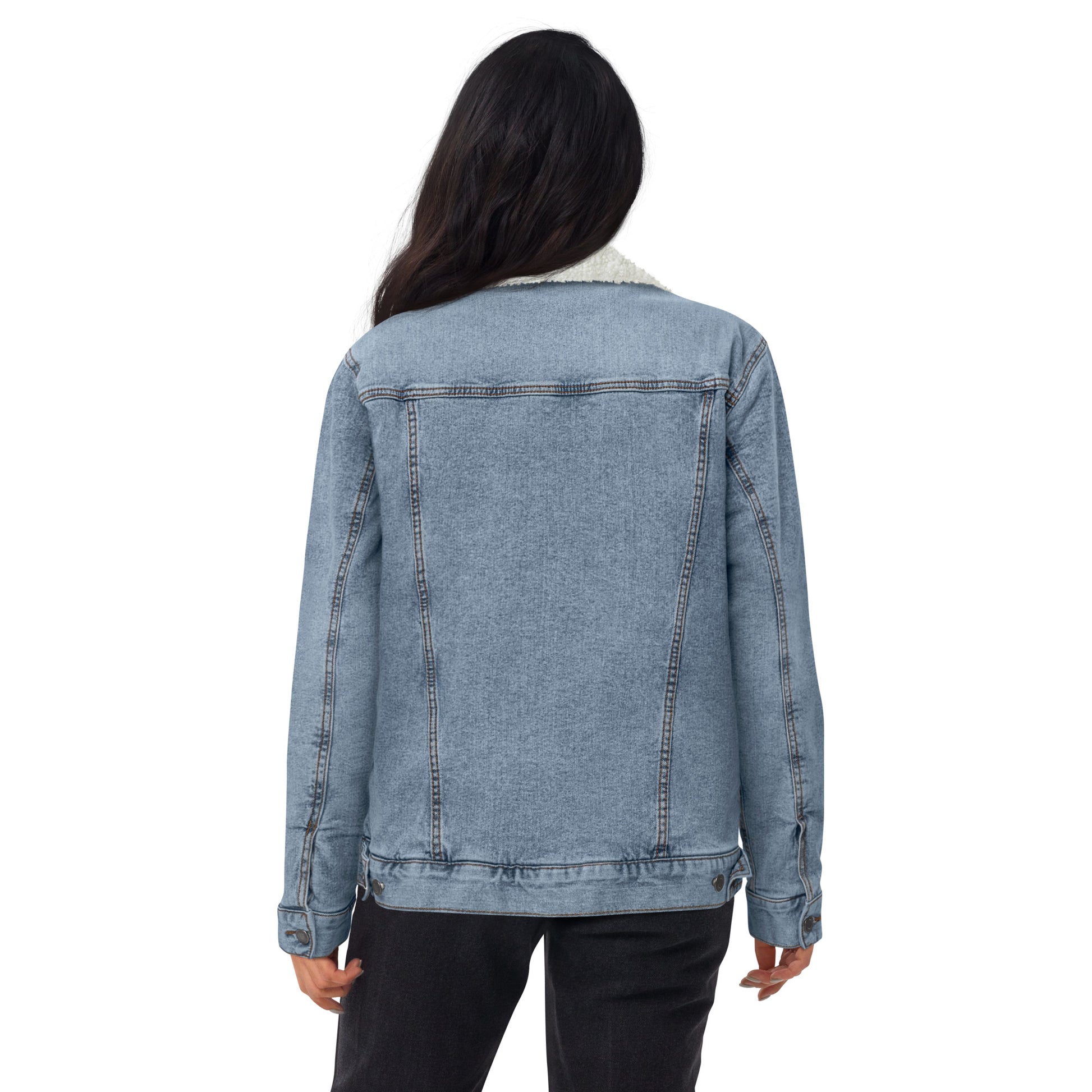 Unisex denim sherpa jacket - Print Boujee