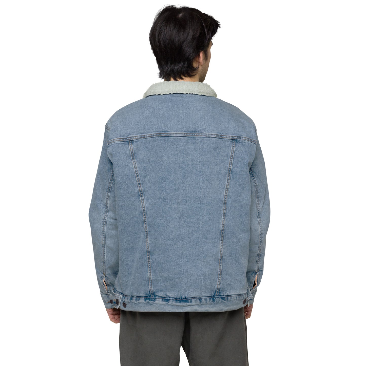 Unisex denim sherpa jacket - Print Boujee