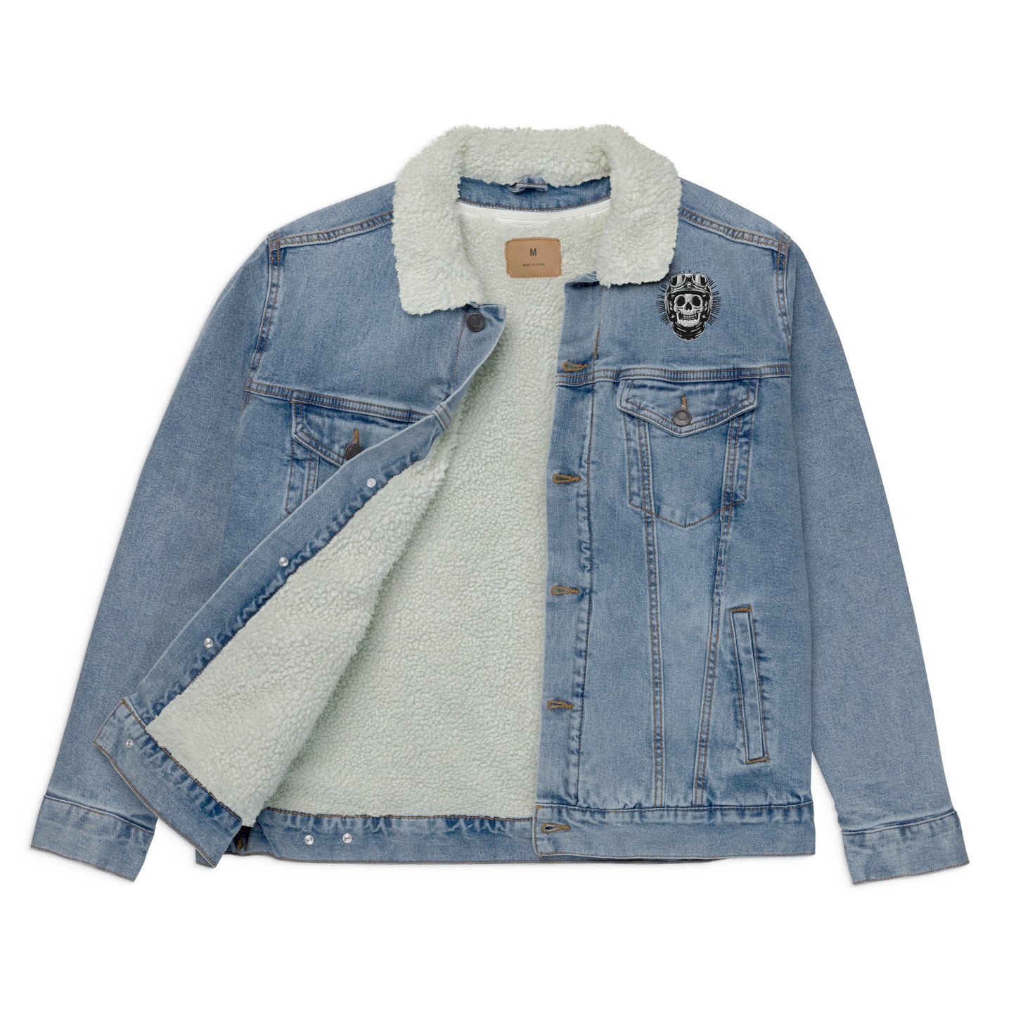 Unisex denim sherpa jacket - Print Boujee