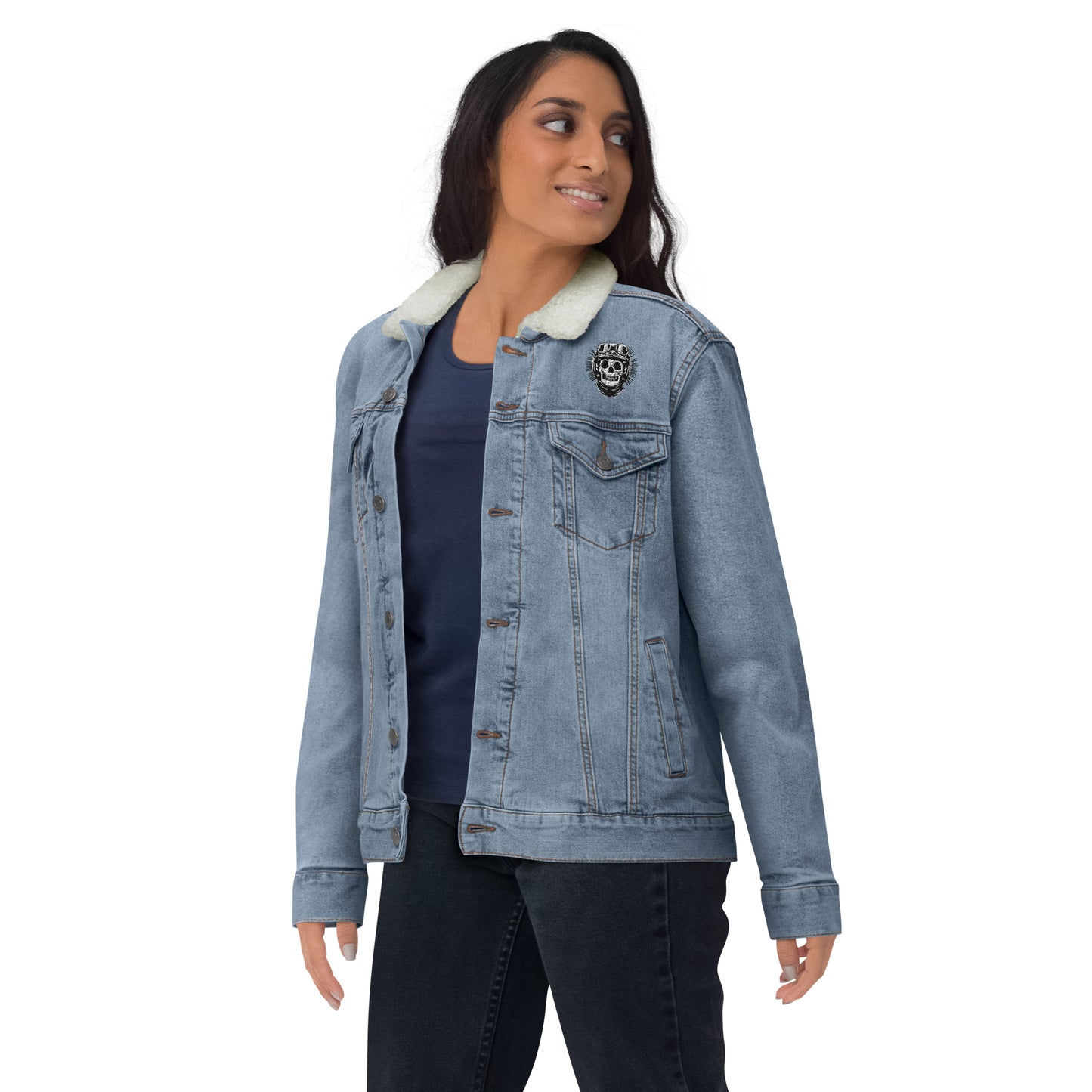 Unisex denim sherpa jacket - Print Boujee