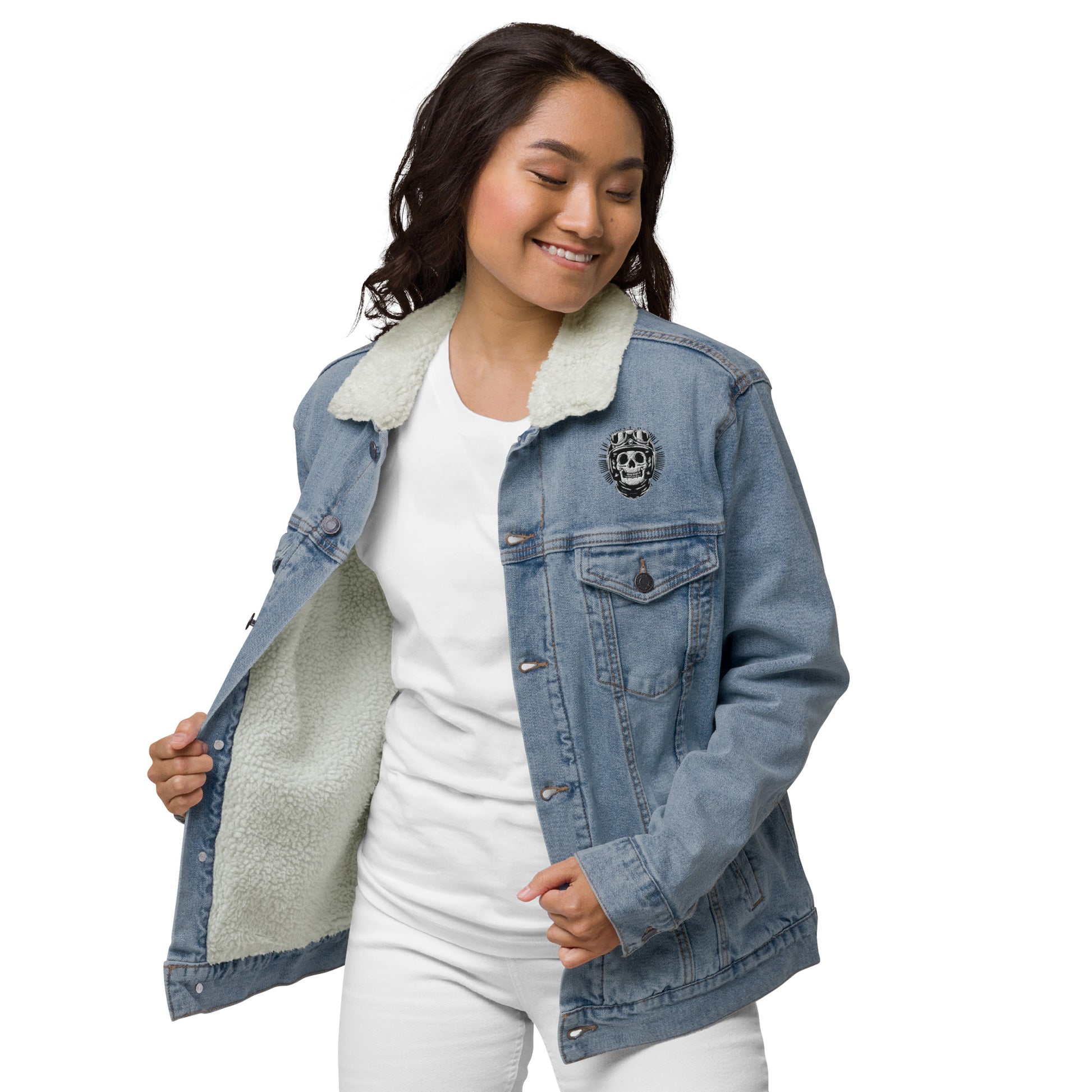 Unisex denim sherpa jacket - Print Boujee